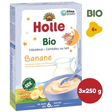HOLLE BIO banánová Mléčná kaše 3× 250 g (7640104950387)