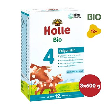 HOLLE BIO Dětská mléčná výživa 4 pokračovací 3× 600 g (7640230491235)
