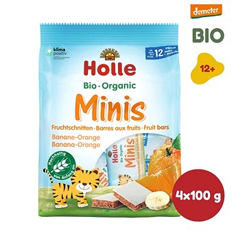 HOLLE Organické minis banánové s pomerančem 4× 100 g (7640161875944)