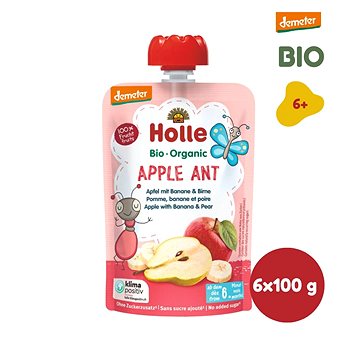 HOLLE Apple Ant BIO jablko banán hruška 6× 100 g (7640161877245)
