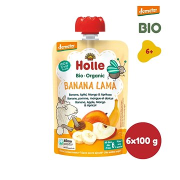 HOLLE Banana lama BIO banán jablko man go merunka 6× 100 g (7640161877221)
