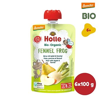 HOLLE Fennel Frog BIO pyré hruška jablko fenykl 6× 100 g (7640161877054)