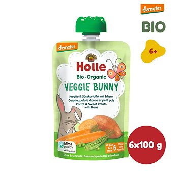 HOLLE Veggie Bunny BIO pyré mrkev batáty a hrášek 6× 100 g (7640161877078)