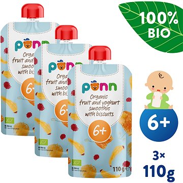 SALVEST Ponn BIO Ovocné smoothie s jogurtem a sušenkami 3× 110 g (8594200260736)