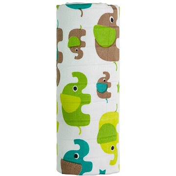 T-TOMI BIO Bambusová osuška Green elephants (8594166541221)