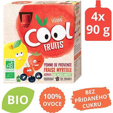 VITABIO Ovocné BIO kapsičky Cool Fruits jablko, jahody, borůvky a acerola 4× 90 g (3288131604145)
