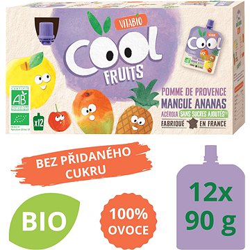VITABIO Ovocné BIO kapsičky Cool Fruits jablko, mango, ananas a acerola 12× 90 g (3288131654058)