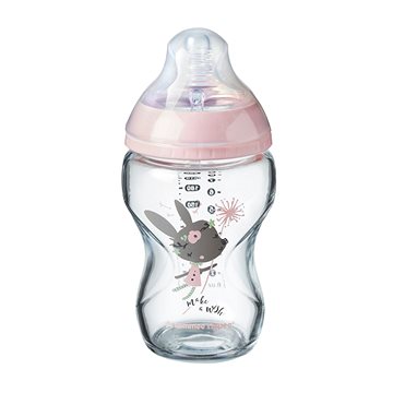 Tommee Tippee Kojenecká láhev C2N 250 ml skleněná - Pink, 0 m+ (5010415227065)