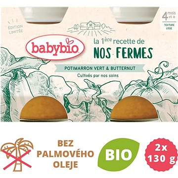 BABYBIO Zelená a máslová dýně z naší vlastní ekofarmy 2× 130 g (3288131510378)