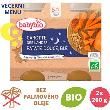 BABYBIO Mrkev, sladké brambory a pšenice 2× 200 g (3288131510590)