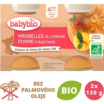 BABYBIO Mirabelky jablko 2× 130 g (3288131510927)