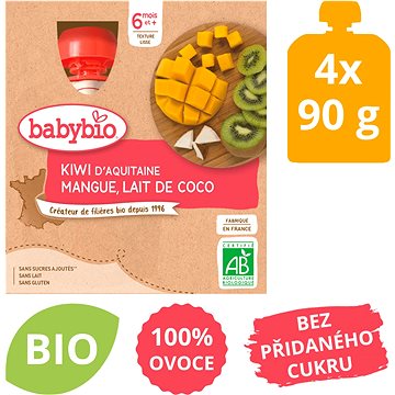 BABYBIO Kiwi mango kokos 4× 90 g (3288131540238)