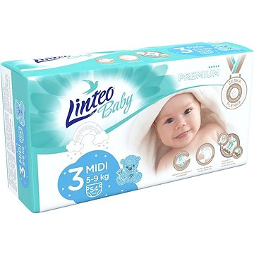 LINTEO Baby Prémium MIDI (5–9 kg) 54 ks (8595686302910)