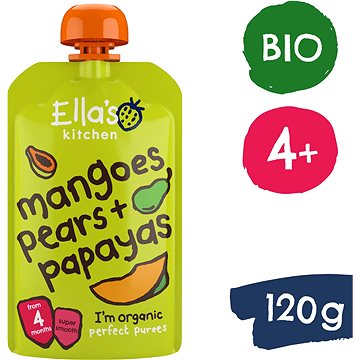 Ella's Kitchen BIO Mango, hruška a papája (120 g) (5060107334786)