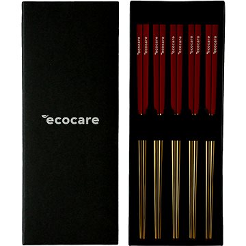 ECOCARE Kovové Sushi Hůlky Box Gold-Red 10 ks (0750122452071)
