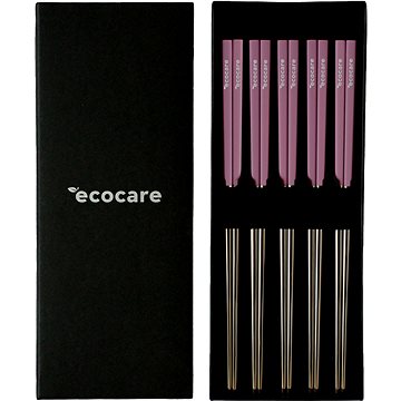 ECOCARE Kovové Sushi Hůlky Box Silver-Pink 10 ks (0750122452132)