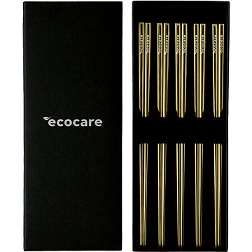 ECOCARE Kovové Sushi Hůlky Box Gold 10 ks (0750122452163)