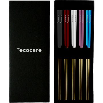 ECOCARE Kovové Sushi Hůlky Box Gold Mix Handle 10 ks (0750122452217)