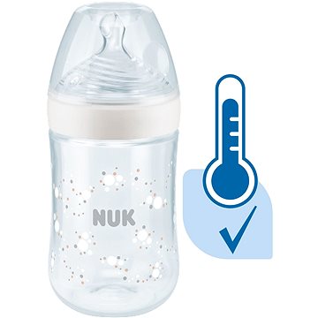 NUK Nature Sense kojenecká láhev s kontrolou teploty 260 ml bílá