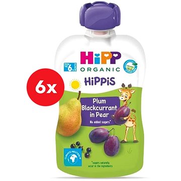 HiPP BIO 100% ovoce Hruška-Černý rybíz-Švestka 6× 100 g (9062300433781)