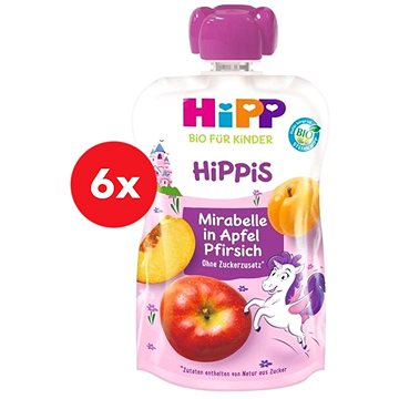 HiPP BIO Hippies Jablko-Broskev -Mirabelka 6× 100 g (4062300342828)