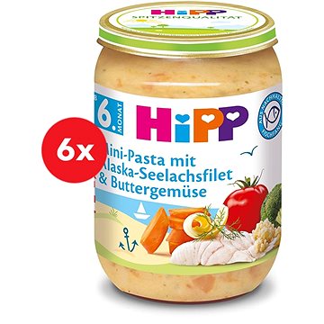HiPP Mini těstoviny s aljašskou treskou v máslové zelenině 6× 190 g (4062300261570)