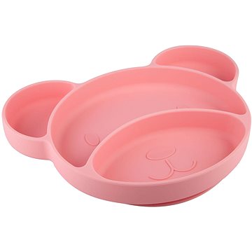 Canpol Babies silikonový dělený talíř s přísavkou medvídek, růžový (5901691852440)