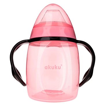 AKUKU hrníček nakloněný se silikonovým náustkem růžový, 280 ml (5907644004294)