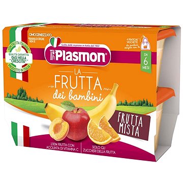 PLASMON svačinka bezlepková ovocná mix 4× 100 g, 6m+ (8001040100141)
