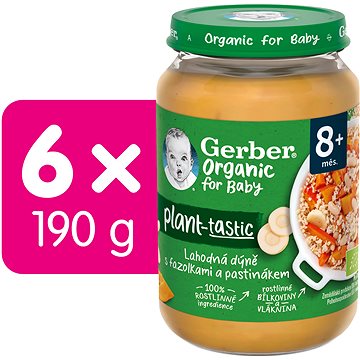 GERBER Organic 100% rostlinný příkrm lahodná dýně s fazolkami a pastinákem 6× 190 g (7613287939357)