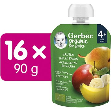 GERBER Organic kapsička hruška, jablko a banán 16× 90 g (8445290308061)