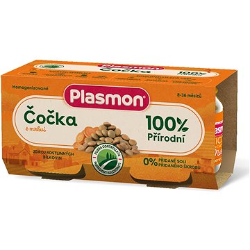 PLASMON příkrm bezlepkový zeleninový s čočkou a mrkví 2× 80 g, 8m+ (8001040199411)