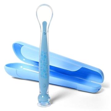 BabyOno dětská silikonová lžička v pouzdře, modrá (5901435409862)
