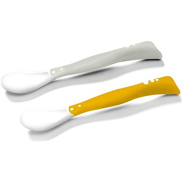 BabyOno dětské elastické lžičky, šedá/žlutá, 2 ks (5901435413449)