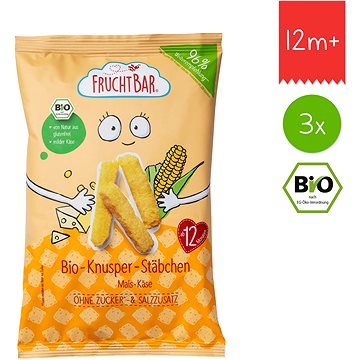 FruchtBar BIO kukuřičné křupky se sýrem nesolené 3× 30 g (8594205750294)