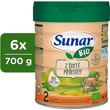 Sunar BIO 2 pokračovací kojenecké mléko, 6× 700 g (8592084418366)