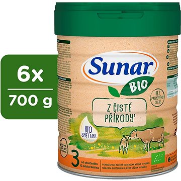 Sunar BIO 3 batolecí mléko, 6× 700 g (8592084418380)