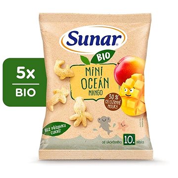 Sunar BIO dětské křupky mini oceán mango 5× 18 g (8592084418595)