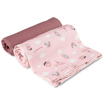 Canpol babies mušelínová plena Bonjour Paris 70 × 70 cm, růžová, 2 ks (5901691862807)
