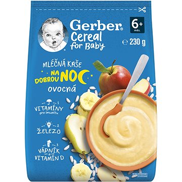 GERBER Cereal mléčná kaše Dobrou noc ovocná 230 g (8445290501806)