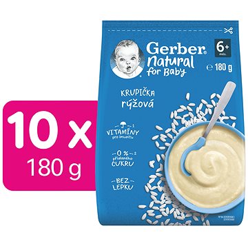 GERBER Natural rýžová krupička 10× 180 g (8445290491077)