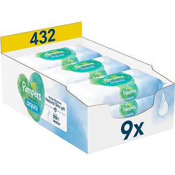 PAMPERS Harmonie Aqua Plastic Free 432 ks (9× 48 ks) (8006540811245)