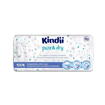 KINDII Pure&Dry suché ubrousky pro miminka a děti 50 ks (5900095033301)