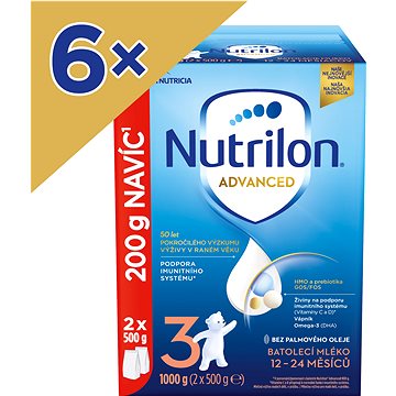 Nutrilon 3 Advanced batolecí mléko 6x 1 kg, 12+ (8595002110021)