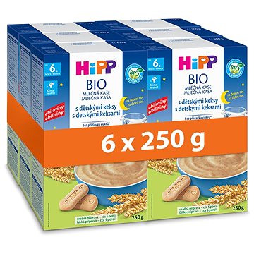 HiPP BIO mléčná kaše na dobrou noc s dětskými keksy 6× 250 g (4062300400085)