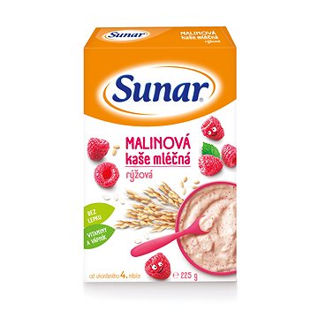 Sunar malinová kaše mléčná rýžová 225 g (8592084409609)