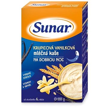 Sunar vanilková krupicová kaše mléčná na dobrou noc 225 g (8592084409685)