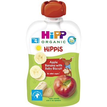 HiPP BIO 100% ovoce Jablko-Banán-Jahoda od uk. 4. měsíce, 100 g (9062300133759)