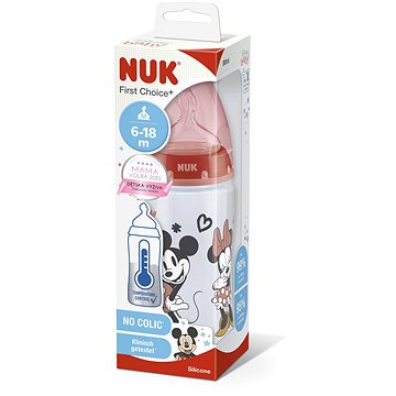 NUK FC+ láhev Mickey s kontrolou teploty 300 ml, červená (BABY3514b)
