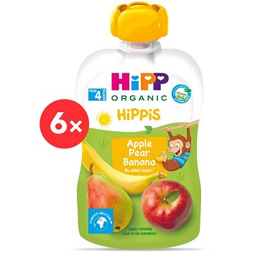 HiPP BIO 100% ovoce Jablko-Hruška - Banán od uk. 4. měsíce, 6× 100 g (9062300440918)